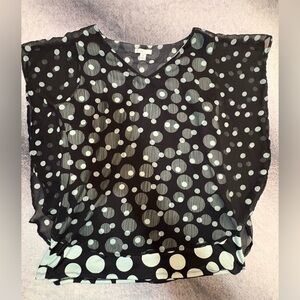 Cato Black Mint Green Polka Dot Sheer Overlay Tank Top‎ Blouse Medium (A7)